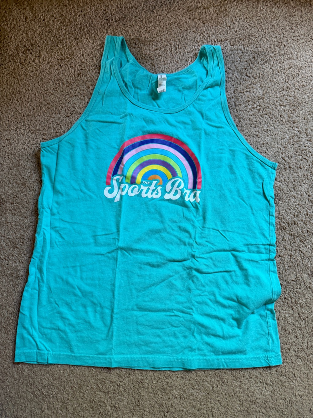 Cute Bright Turquoise Rainbow Tank Top